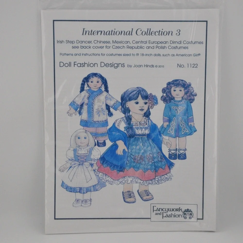 Fancywork and Fashion Doll Pattern 18 Inch Multi New International Collection 3‎